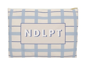 Needlepoint Project Bag - NDLPT, Blue and Cream Plaid | Needlepointer stash bag, NDLPT project pouch, Needlepoint bag