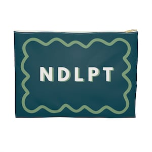 Needlepoint Project Bag - NDLPT, Scalloped Border Navy and Green | Needlepointer stash bag, NDLPT project pouch, Needlepoint bag