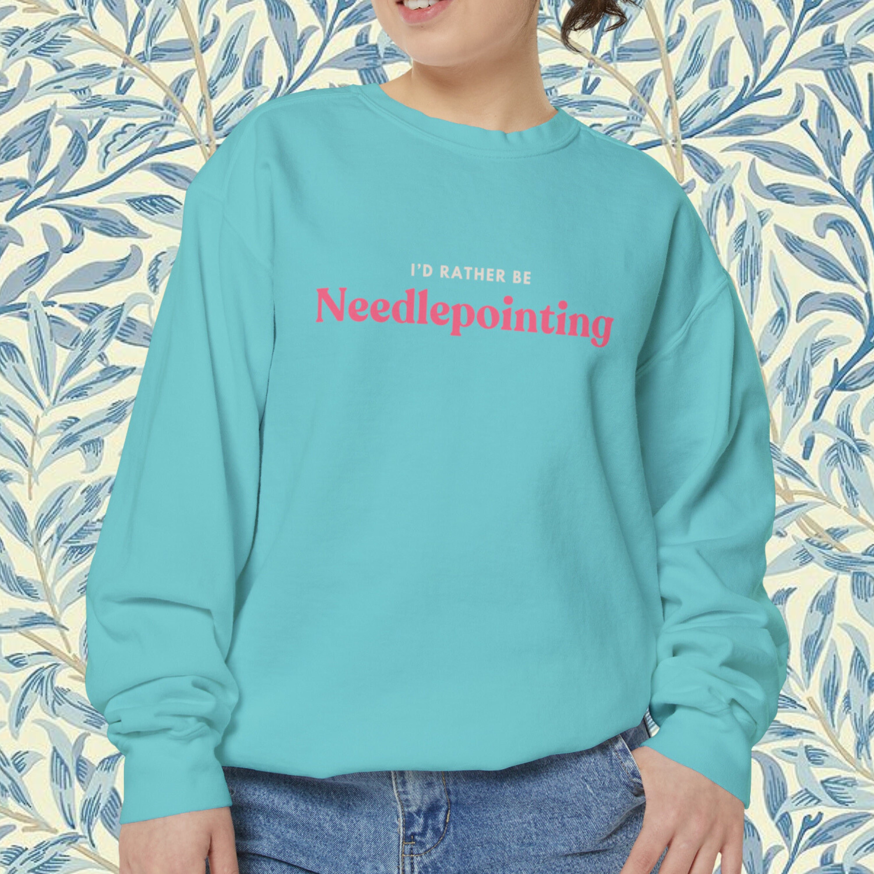 I'd Rather Be Needlepointing Sweatshirt | Comfort Colors Cute Sweatshirt, Needlepointer Gift, Needlepoint Gift, NDLPT