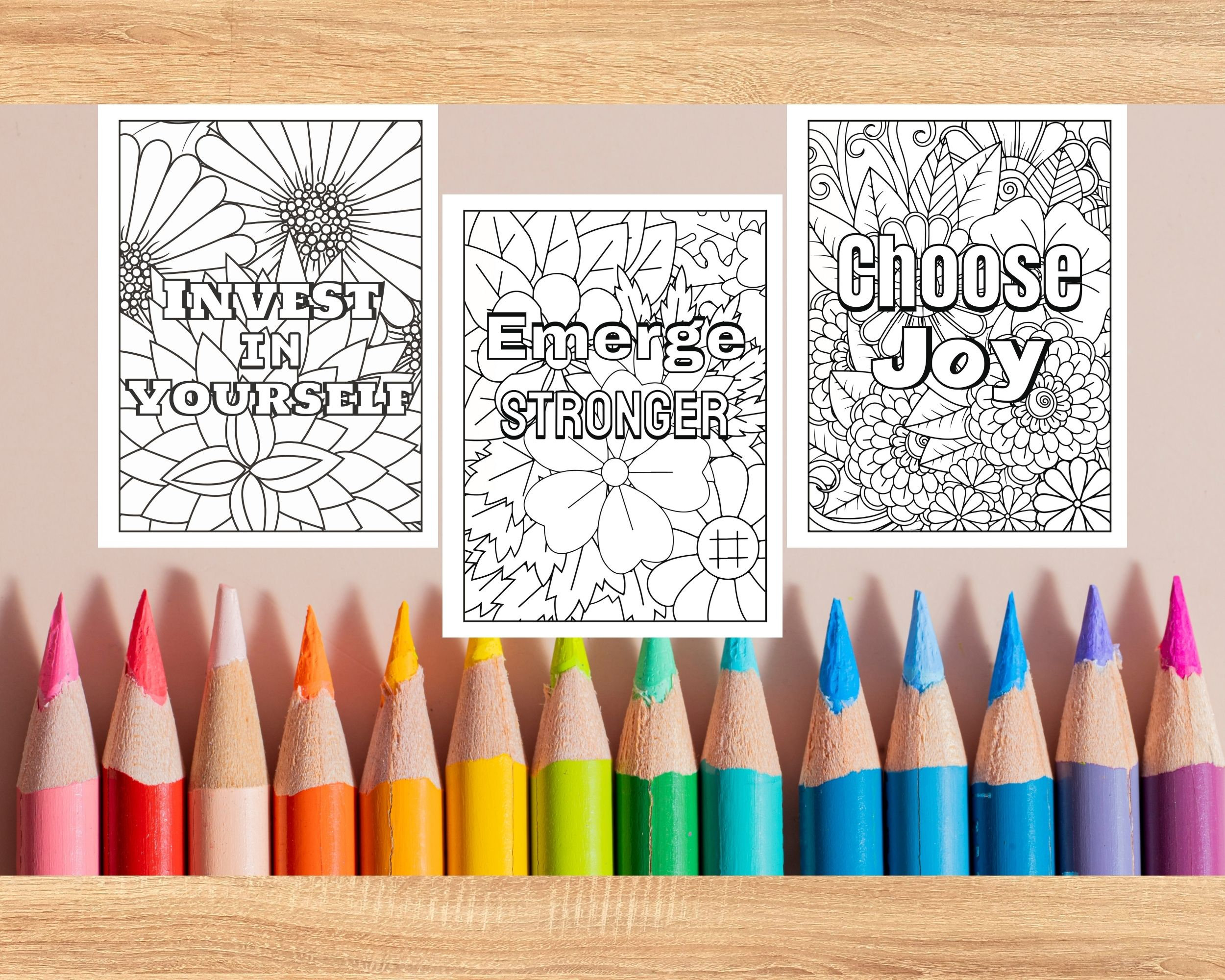 Positive Quotes Coloring Pages With 101 Motivating - Etsy