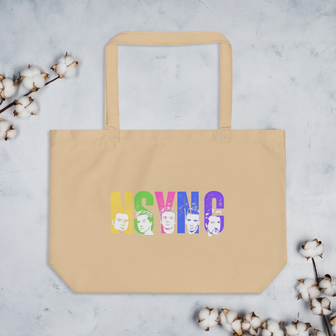 NSYNC Large Organic Colorful Graphic Tote Bag, I Love Nsync ...