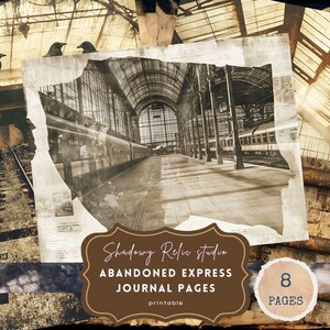 Kit de diario basura de Expreso Abandonado, tren embrujado, efímera de vagón oxidado, tríptico de ferrocarril vintage oscuro, papel con temática de tren gótico