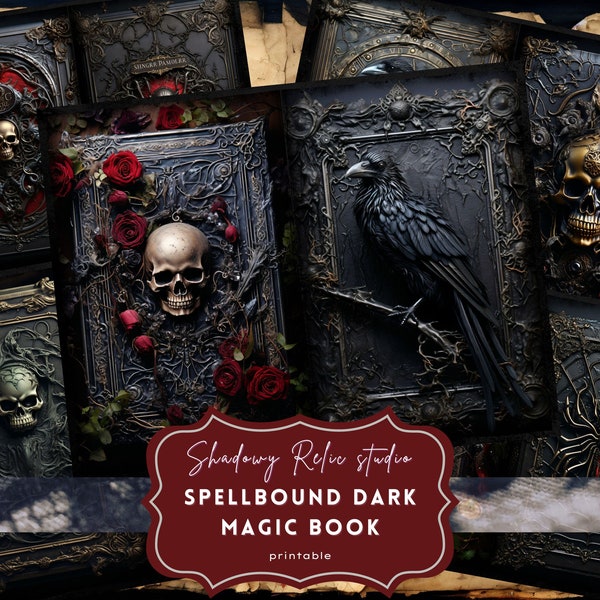 Dark Magic Book Junk Journal Pages collage sheets scrapbooking cards Gothic Junk Journal Ephemera Printable Magic Book Junk Journal Kit