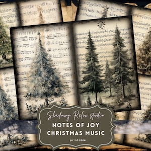 Kerstmuziek Junk Journal Pagina's Gotische collagebladen scrapbooking kaarten ephemera Feestelijke musical Junk Journal Kits vakantie tunes dagboek