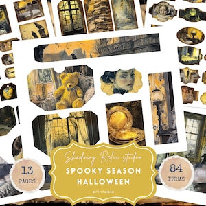 Haunted House Junk Journal Pages Haunted House Folio Junk Journal Kit Halloween Scrapbooking Spooky Pages Halloween Ephemera Digital Paper