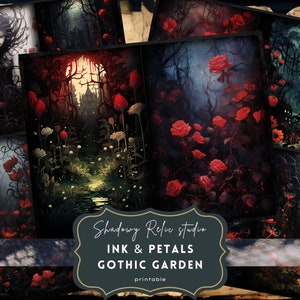 Gothic Garden Junk Journal Pages Gothic printable Pages collage sheets scrapbooking cards papers ephemera Gothic Garden Junk Journal kit