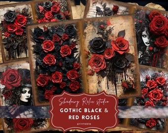 Gothic Purple Roses Junk Journal Pages Gothic Collage Sheets ...