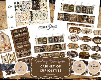 Cabinet of Curiosities Junk Journal Printable Kit Natural History Junk Journal Kit Science Vintage Ephemera Fossils Paper Victorian Spooky
