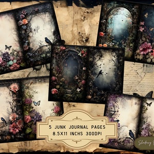 Gothic Garden Junk Journal Pages Gothic Collage Sheet Scrapbooking ...