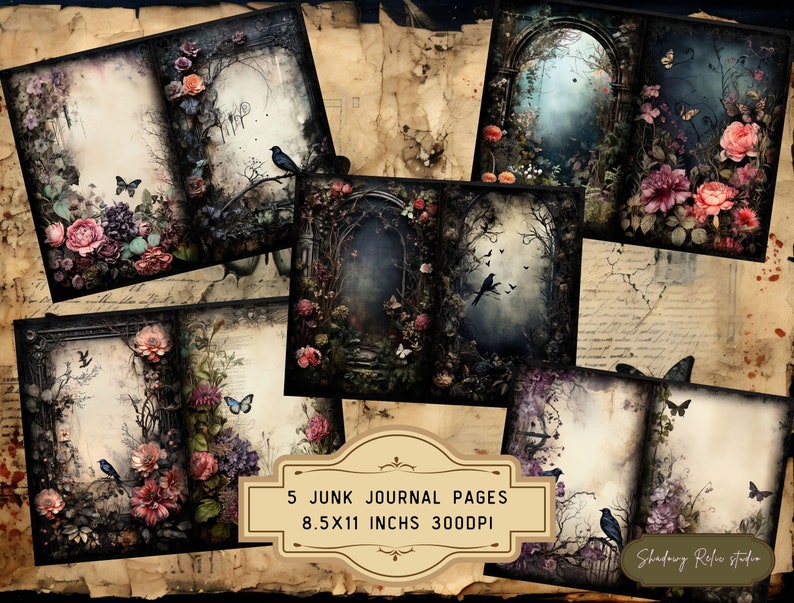 Gothic Garden Junk Journal Pages Gothic Collage Sheet Scrapbooking ...