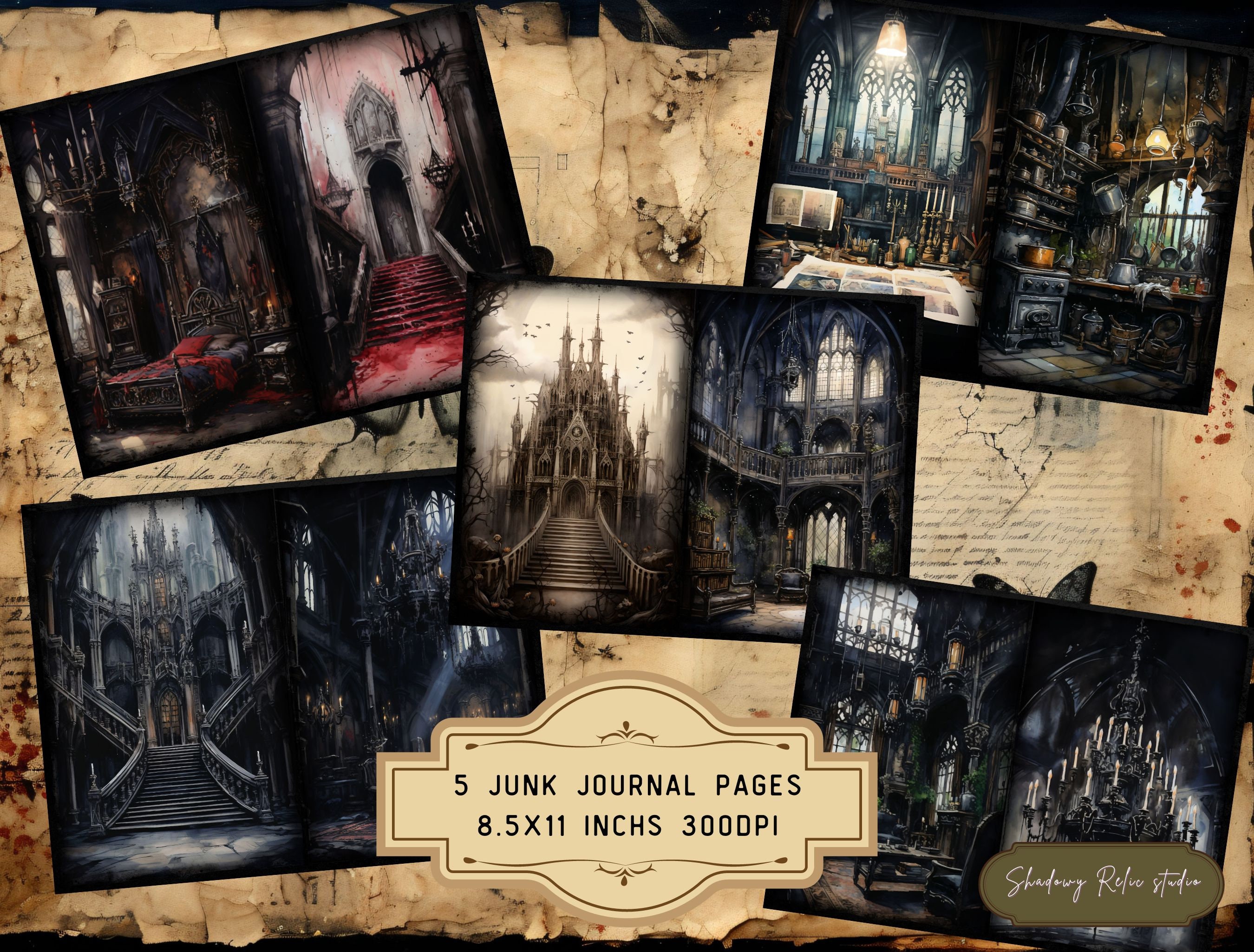 Gothic Palace Junk Journal Printable Mystical Palace Junk Journal Pages ...