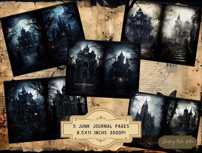 Gothic Manor Junk Journal Pages Gothic Collage Sheets Scrapbooking ...