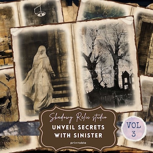 Sinister Junk Journal Pages Gothic collage sheets scrapbooking cards ephemera Sinister Junk Journal Kit Macabre journaling supplies