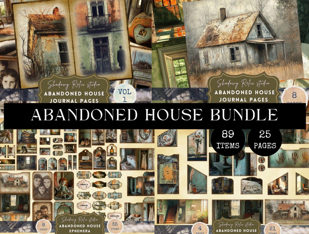 Abandoned House Junk Journal Kit, Gothic Digital Paper, Vintage Haunted ...