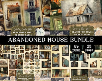 Abandoned House Junk Journal Kit, Gothic digital paper, Vintage Haunted Ephemera, Dark Academia pages, Forgotten Places paper BUNDLE