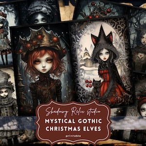 Gothic Christmas Elves Junk Journal Printable winter elves Junk Journal Pages Gothic printable Pages collage sheets scrapbooking ephemera