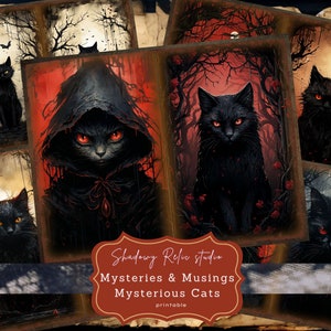 Gothic Black Cats Junk Journal Pages Gothic printable Pages collage sheets scrapbooking cards papers ephemera Dark Spooky Junk Journal kits