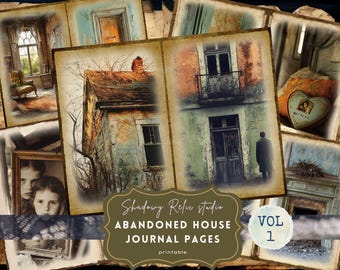 Abandoned House Junk Journal Kit, Gothic digital paper, Vintage Haunted Ephemera, Dark Academia pages, Forgotten Places paper scrapbooking