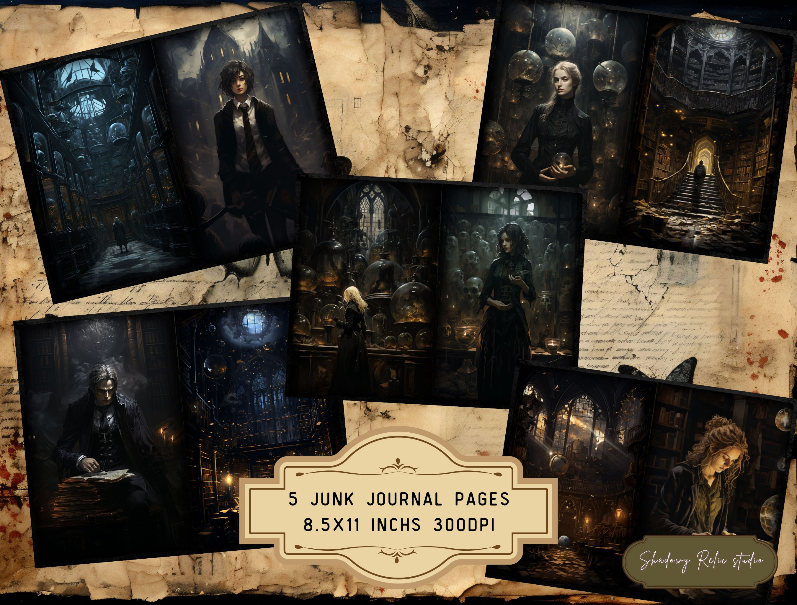 Dark Academia Junk Journal Paper Gothic Printable Pages Collage Sheets ...