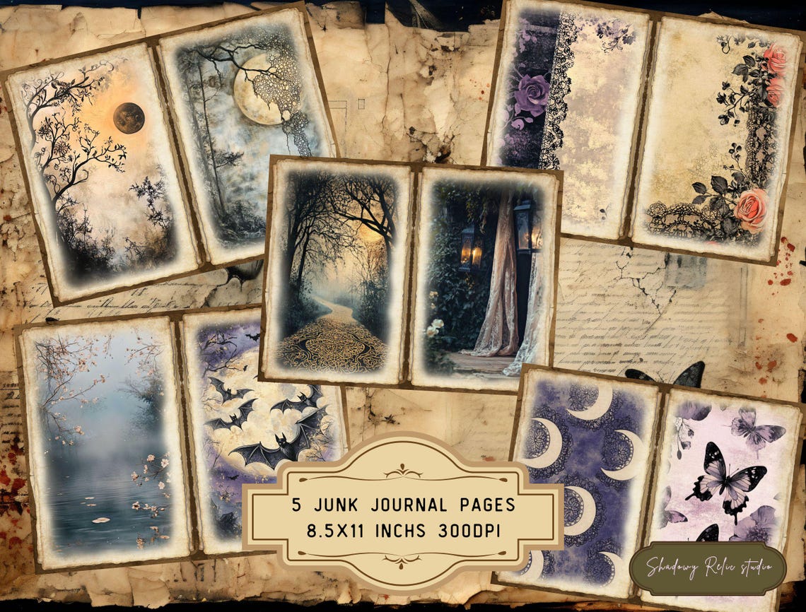 Dark Lace Junk Journal Printable Pages Purple Floral Lace Collage ...