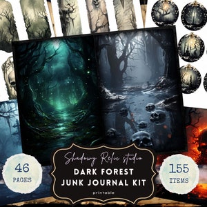 Dark Forest Junk Journal kit Gothic collage sheets scrapbooking cards folio DIY BUNDLE Gothic Forest Ephemera Gothic Woodland embellishments