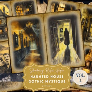 Haunted House Junk Journal Pages Haunted House Folio Junk Journal Kit Halloween Scrapbooking Spooky Pages Halloween Ephemera Digital Paper