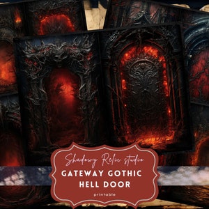 Gothic Hell Door Junk Journal Seiten Printable Mysterious Door Junk Journal Seiten Gothic druckbare Seiten Collage Sheets Scrapbooking Ephemera