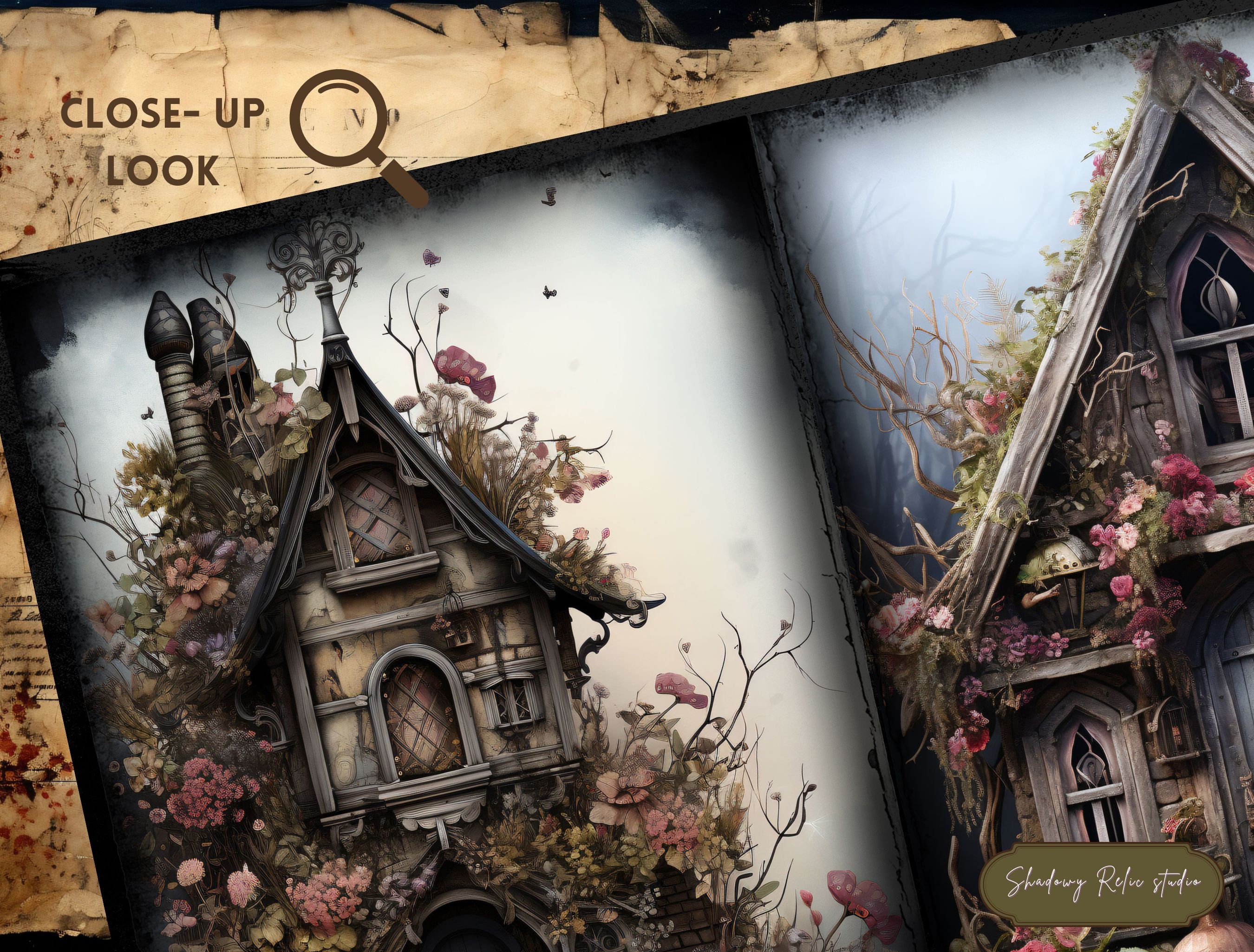 Gothic Flower House Junk Journal Pages Gothic Collage Sheets ...