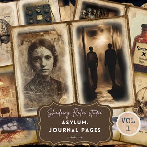 Diario basura Gothic Asylum Papes Páginas de álbum de recortes de efímeras Gothic Macbre Kit de diario basura oscuro Folio tríptico de diario gótico
