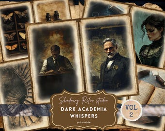 Dark Academia Junk Journal Pages Gothic printable Pages Witch books Magic school Enigmatic ephemera Dark Academia Junk Journal kits Sinister