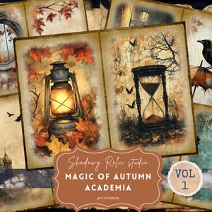 Autumn Academia Junk Journal Pages Gothic Fall Junk Journal Kit Halloween Junk Journal Raven Junk Journal Pages Dark Academia paper