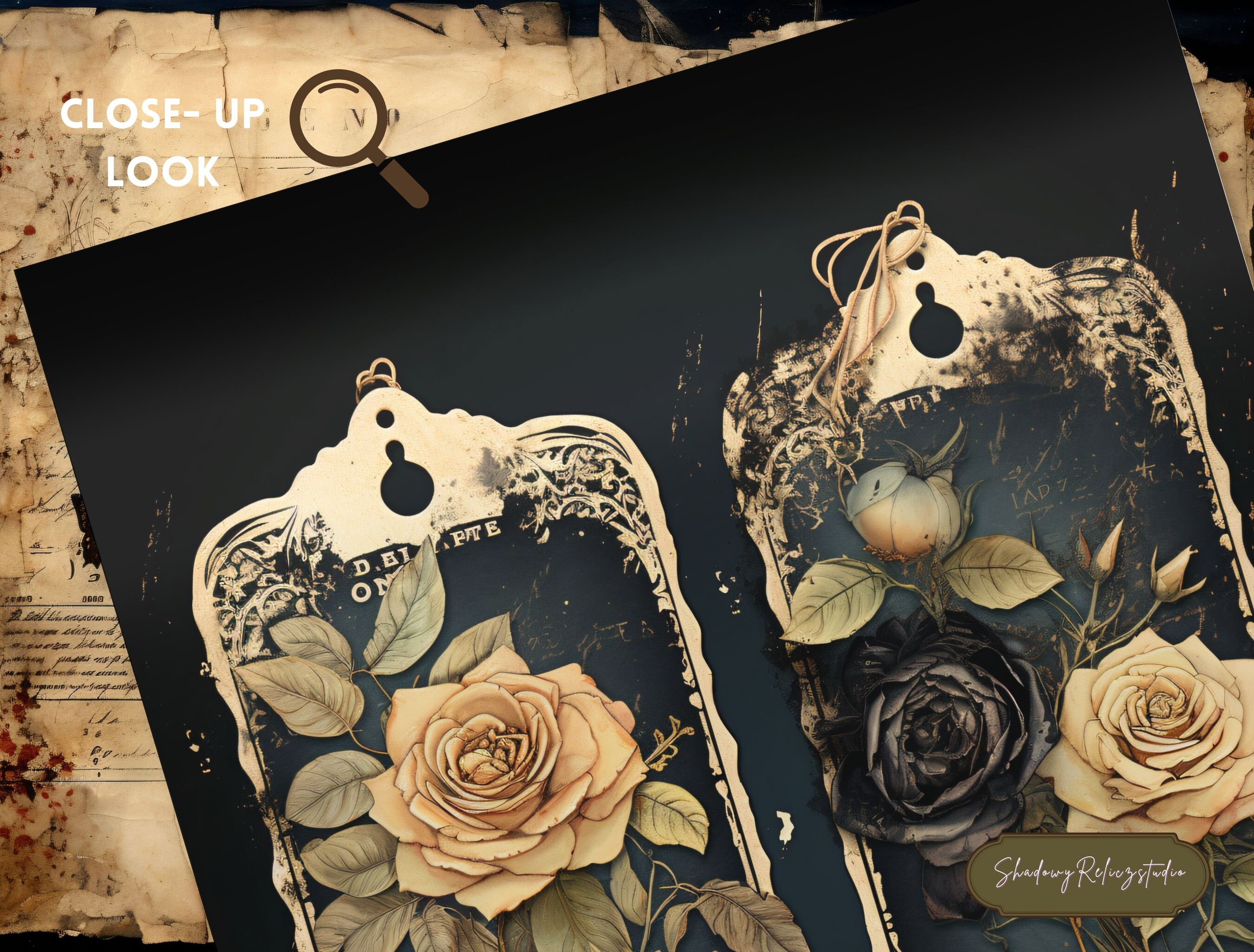 Black Roses Junk Journal Pages Gothic Collage Sheets Scrapbooking Cards ...