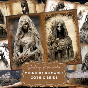 Gothic Bride Junk Journal Seiten Gothic Collage Blätter Scrapbooking Karten Ephemera Gothic Bride Junk Journal Kits Geheimnisvolle Braut Hochzeit