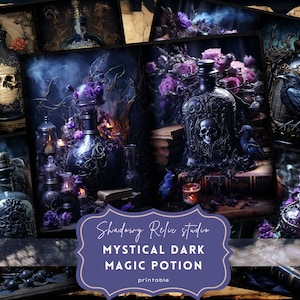 Dark Magic Potion Junk Journal Pages collage sheets scrapbooking card Gothic Junk Journal Ephemera Printable Magic Potion Junk Journal Kit