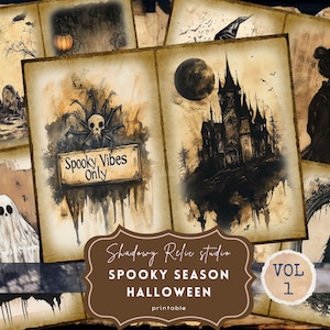 Spooky Halloween Junk Journal Pages Halloween Printable Vintage Halloween Vintage Ephemera Gothic Digital Paper Halloween Junk Journal Kit