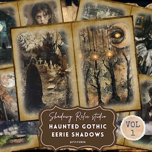 Eerie Shadows Junk Journal Pages creepy collage sheet scrapbooking card Dark Witch ephemera Sinister Junk Journal Kit Dark Gothic collection