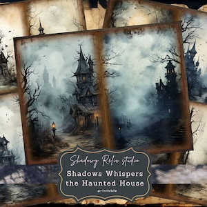 Creepy Haunted House Junk Journal Pages Gothic printable Pages collage sheets scrapbooking cards papers ephemera Scary Mansion Journal kits