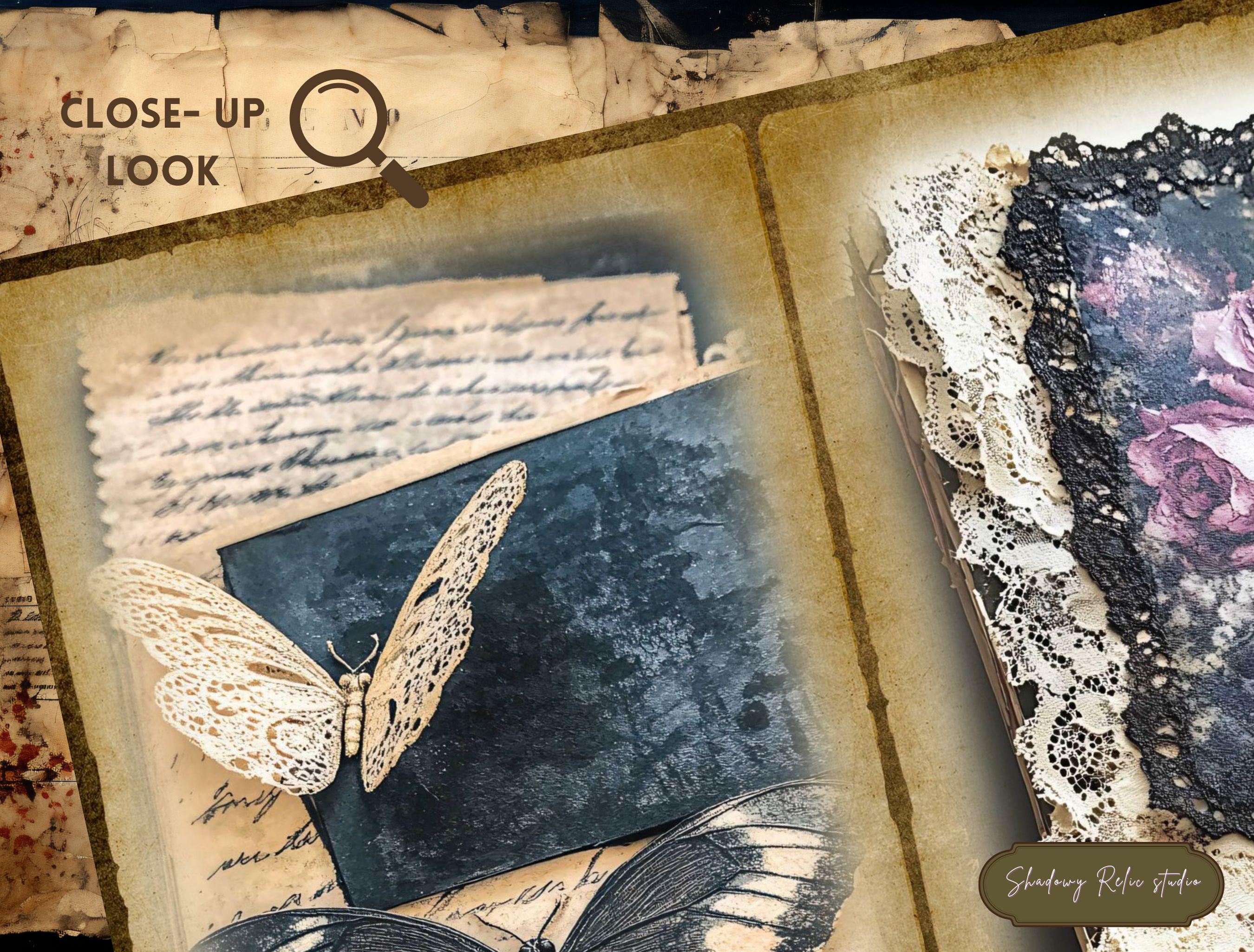 Dark Lace Junk Journal Printable Pages Purple Floral Lace Collage ...