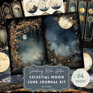 Celestial Moon Junk Journal Pagine Fogli collage gotici scrapbooking carte effimere Lunar Whispers Junk Journal Kit Diari delle fasi lunari