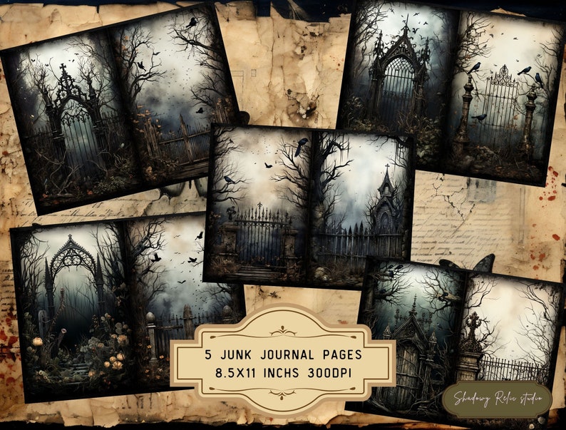 Gothic Fence Junk Journal Pages Gothic Collage Sheets - Etsy