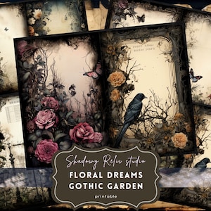 Jardim gótico lixo diário páginas folhas de colagem gótica cartões de scrapbooking coisas efêmeras misterioso garen lixo diário kits flores florais góticas