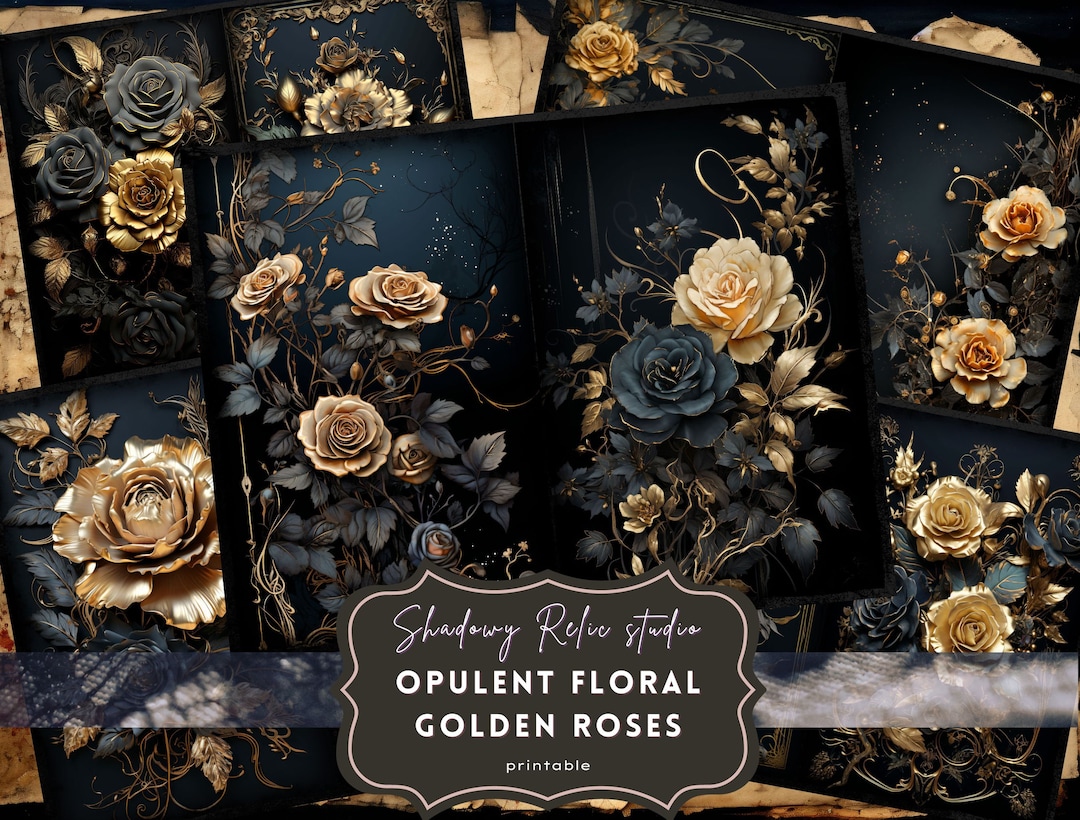 Gothic Golden Roses Junk Journal Pages Gothic Collage Sheets ...