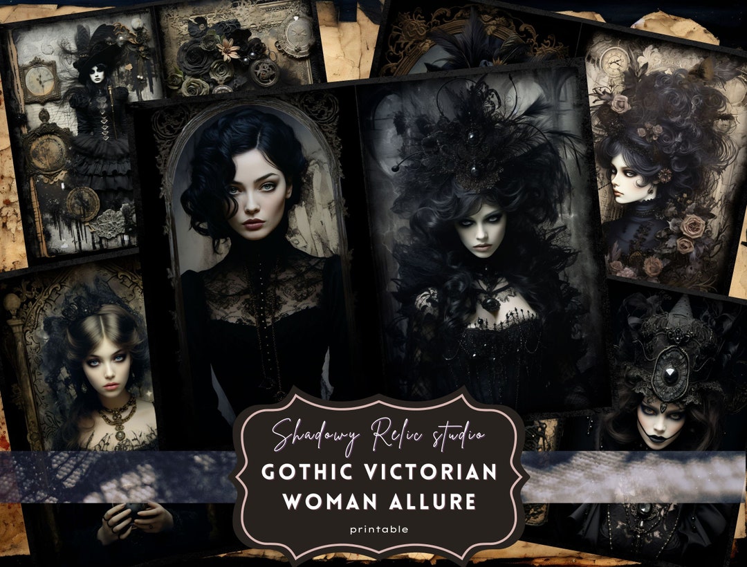 Gothic Victorian Lady Junk Journal Pages Collage Sheets Scrapbooking ...