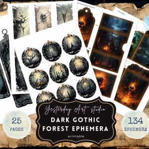 Dark Forest Junk Journal kit Gothic collage sheets scrapbooking cards folio DIY Kit Gothic Forest Ephemera Gothic Woodland embellishments