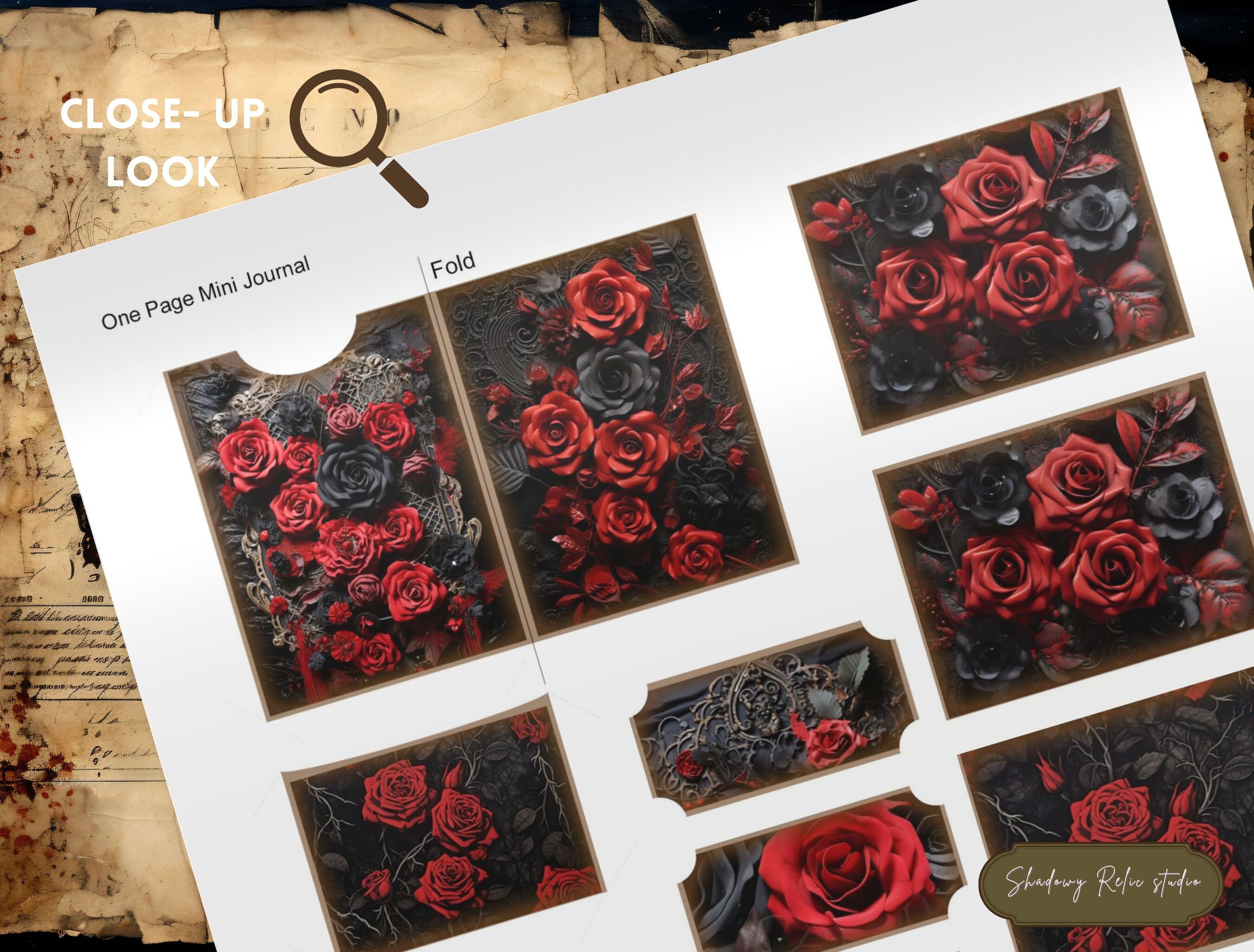 Gothic Black and Red Roses Junk Journal Kit Gothic Collage Sheets ...