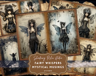 Gothic Fairy Junk Journal Pages Printable Dark Fairy Junk Journal Pages Gothic printable Pages collage sheets scrapbooking ephemera mystery
