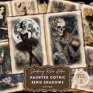 Eerie Shadows Junk Journal Pages creepy collage sheet scrapbooking card Dark Witch ephemera Sinister Junk Journal Kit Dark Gothic collection