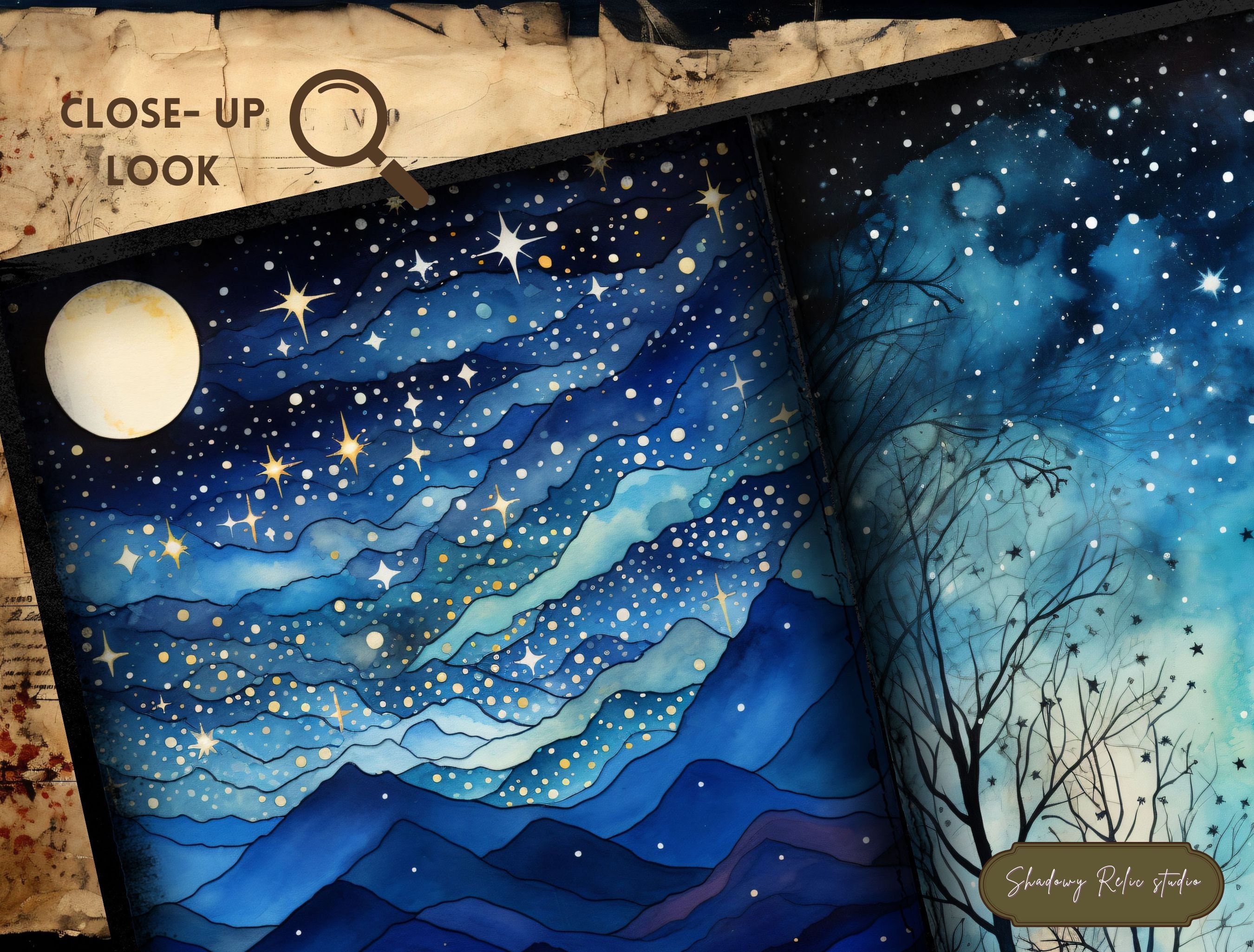 Night Sky Junk Journal Pages Gothic Printable Pages Collage Sheets ...
