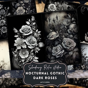 Gothic Dark Roses Junk Journal Pages Gothic Collage Sheets Scrapbooking ...