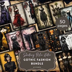 Gothic Fashion BUNDEL Junk Journal Pagina's Gothic Couture Junk Journal Kit Gotische collagebladen scrapbooking kaarten ephemera Regal Victoriaans